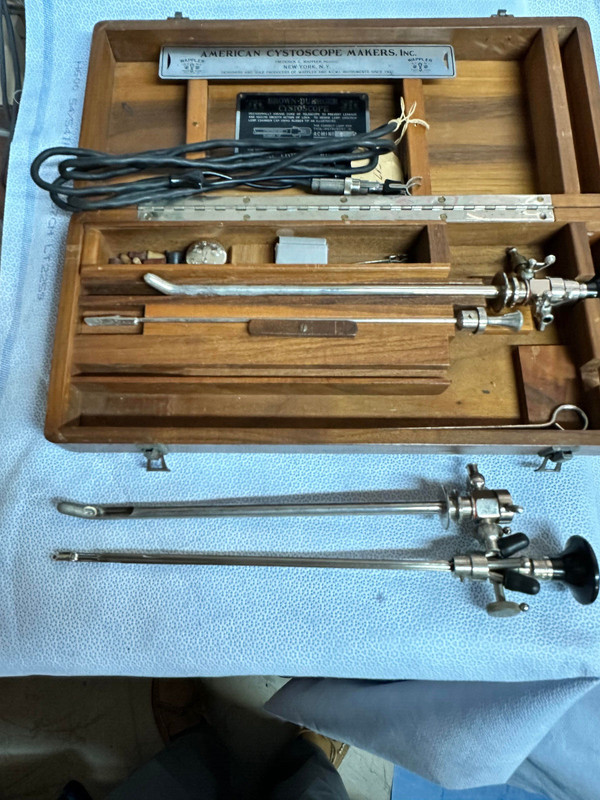 Vintage Cystoscope with box and accessories, Old medical, Brown-Buerger gallery