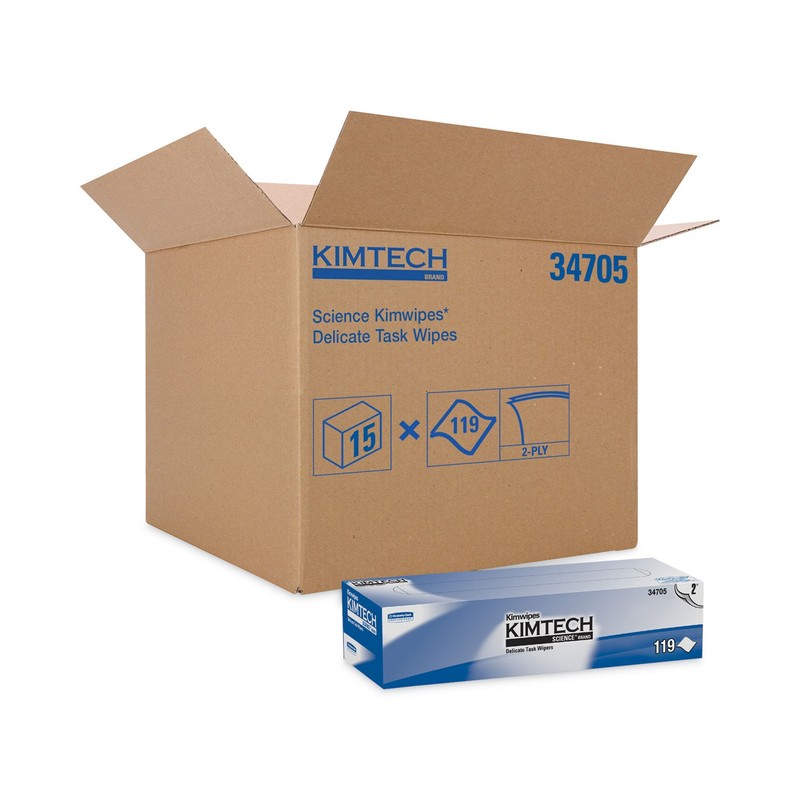 KIMWIPES Delicate Task Wipers, 2-Ply, 11 4/5 x 11 4/5, 119/Box, 15 bx / ctn gallery