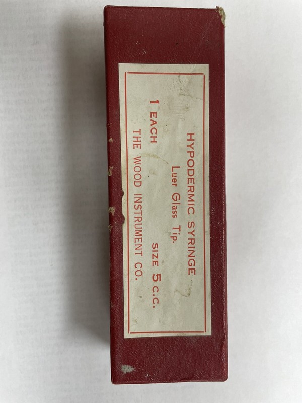 Vintg Wood Instrument Co 5cc RT 889 Hypodermic Glass Syringe Luer Glass Tip/Box gallery