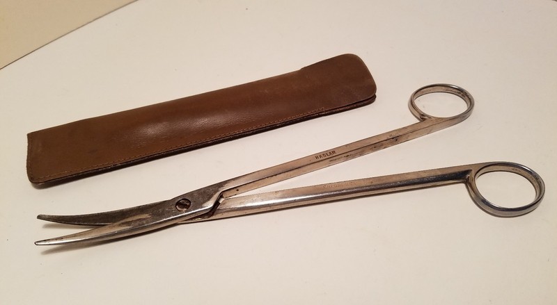 Vintage Haslam Curved Medical Dental Obstetrics Scissors Chrome US 8 5/8″