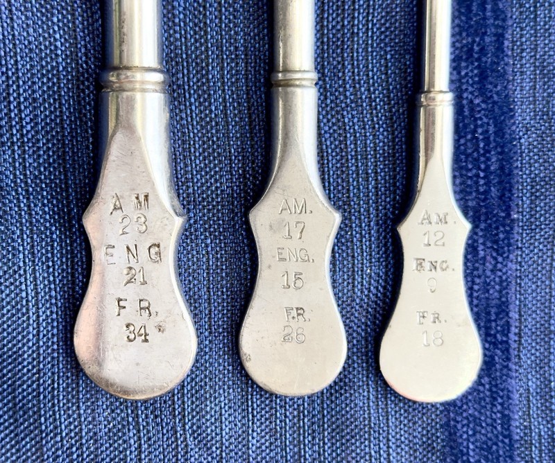 Lot/3 Antique Urethral Sound Medical Surgical Tools Oddity 3 Sizes for AM ENG FR
