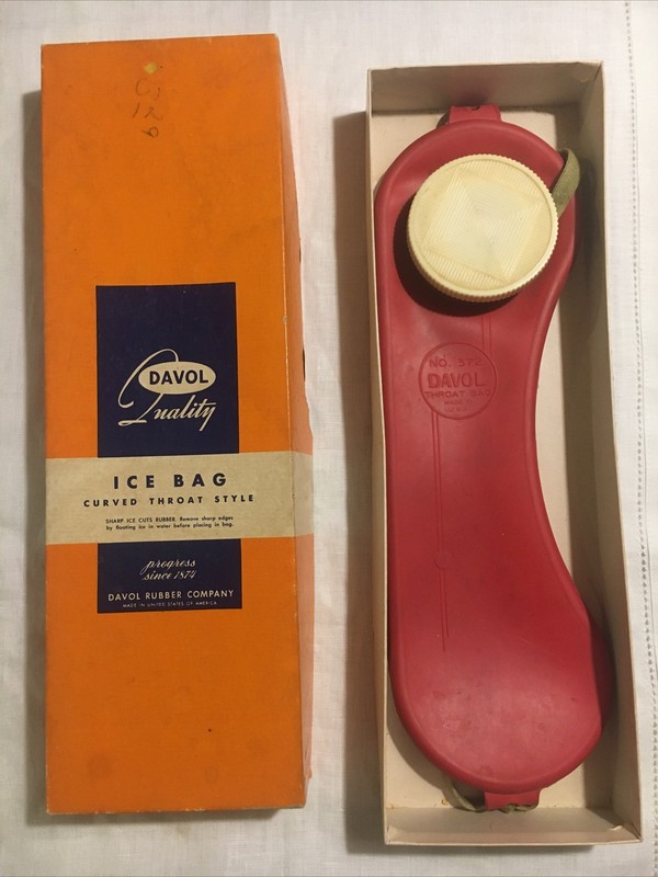 VINTAGE DAVOL CURVED THROAT ICE BAG Original BOX 372 12"