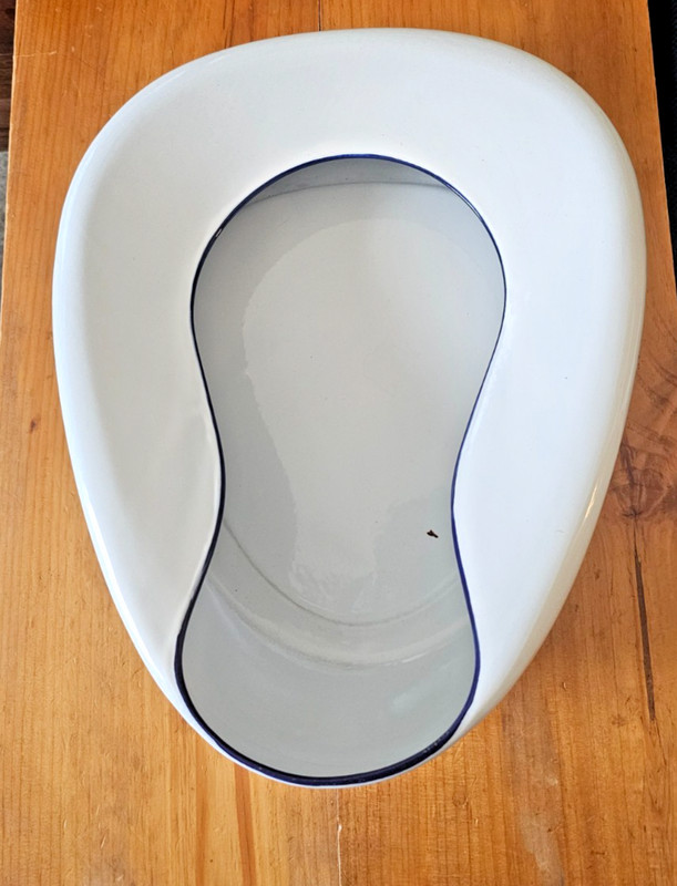 Vintage Bed Pan Urinal White Enamel Porcelain 14”
