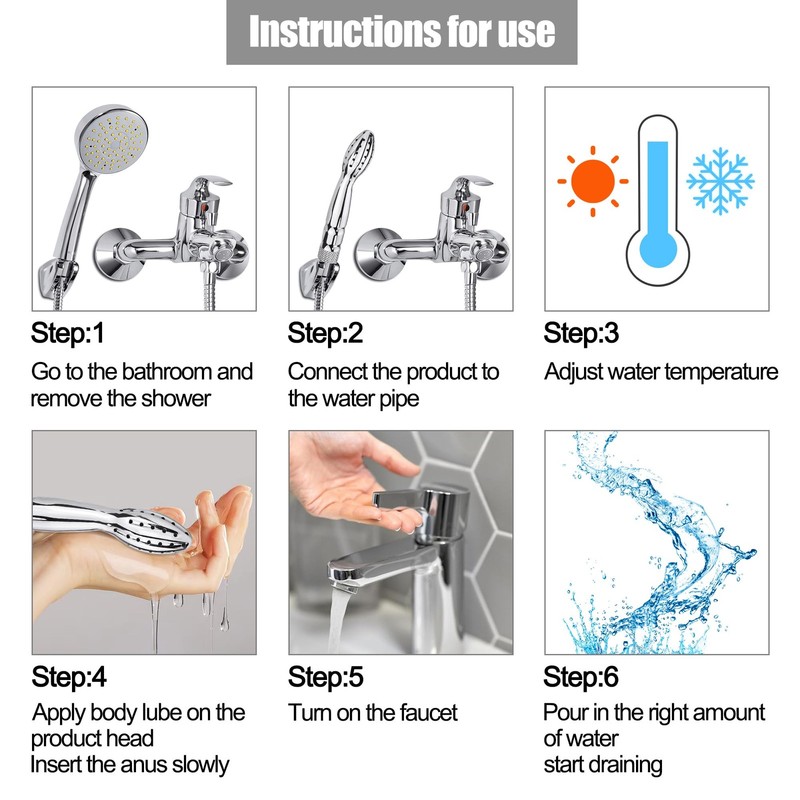 Shower Douche Enema Cleaner System, Silver gallery