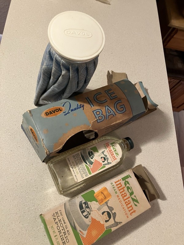 Vintage Ice Bag In Original Box And Kaz Inhalant In Original Box gallery