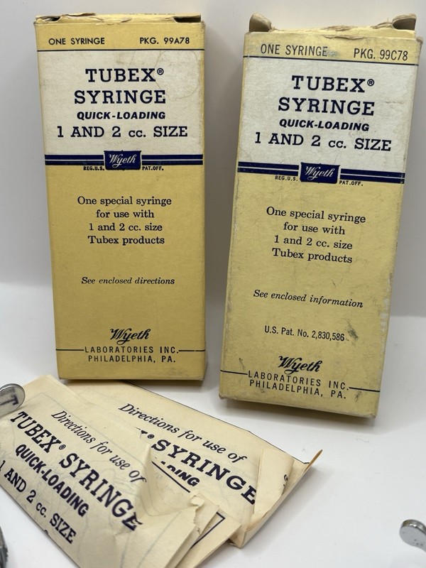 Vintage Lot 2 NOS 1970s Wyeth Tubex Stainless Steel Syringe Oddity Not For Use gallery