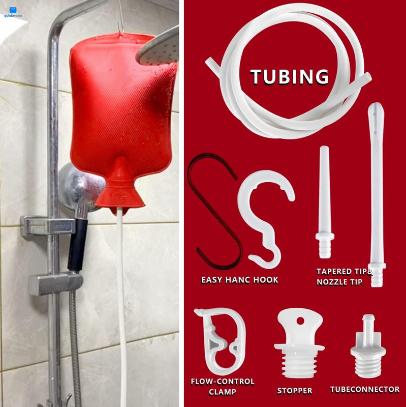 2 L Enema Bag ，Coffee Kit with 5.0 ft. Long Silicone Hose ,2 Red gallery