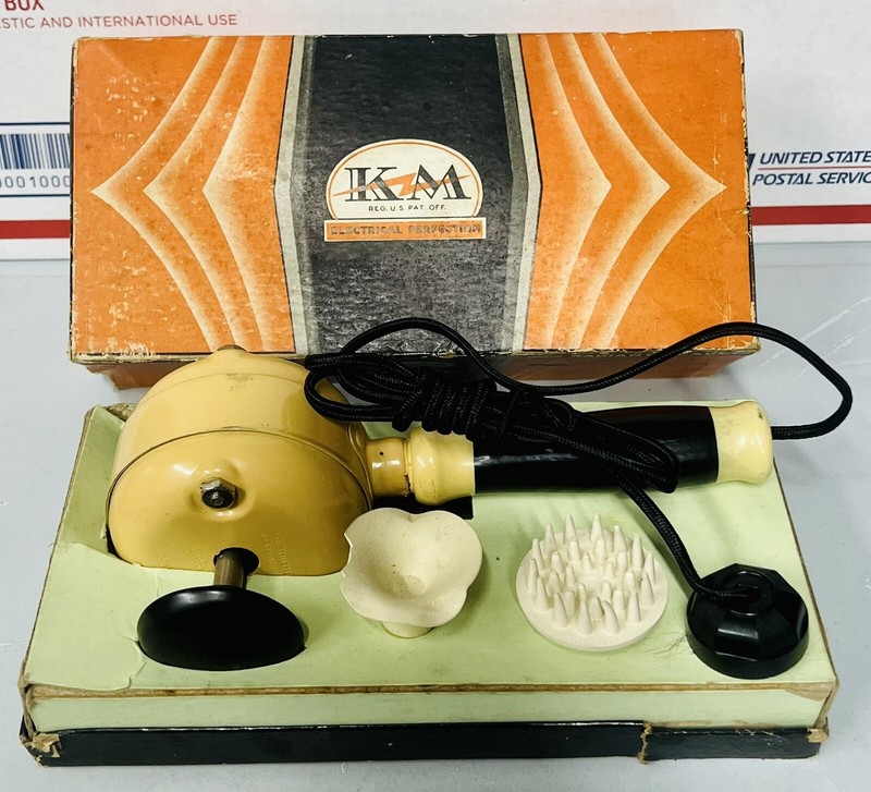 Vintage K & M Green Electric Vibrator Massager with Original Box – VG (B2)