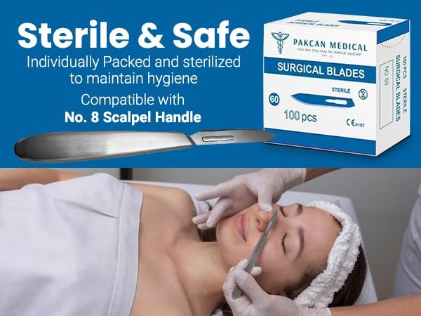 #60 Stainless Steel Scalpel Blades - Compatible with Havalon Piranta - Silver gallery