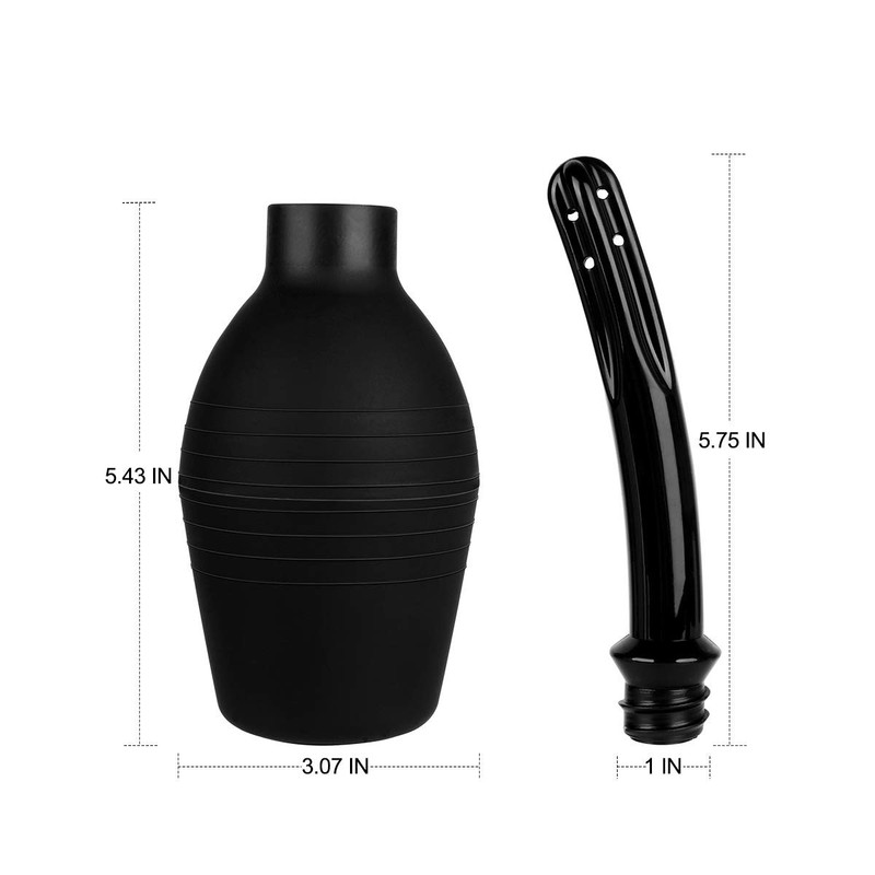 RANEU Enema Bulb Kit with Lube Anal Douche Superior 2 Piece Set, Black gallery