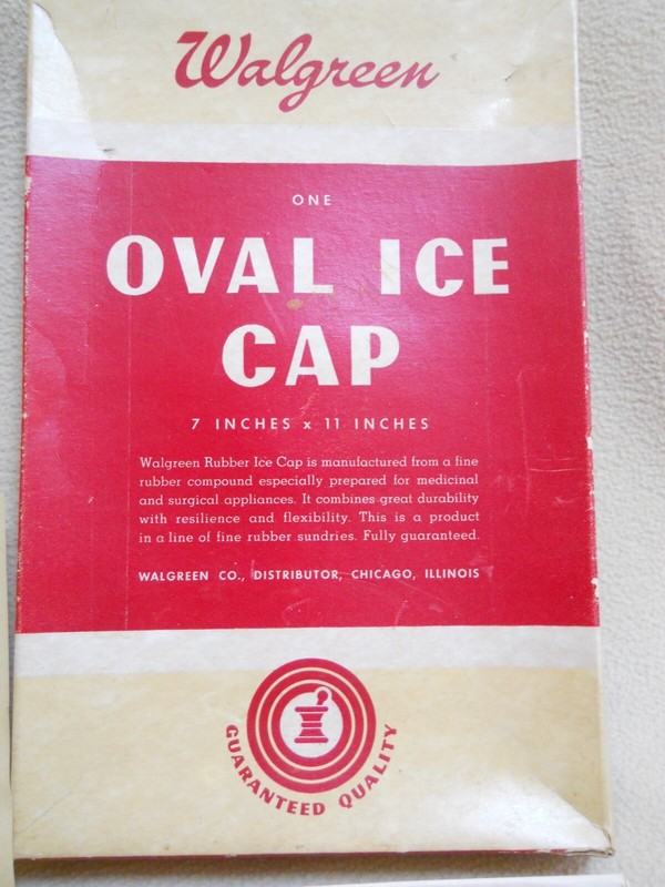 Vintage Walgreen Oval Ice Cap Bag / Mendets Rubber Mending Box gallery