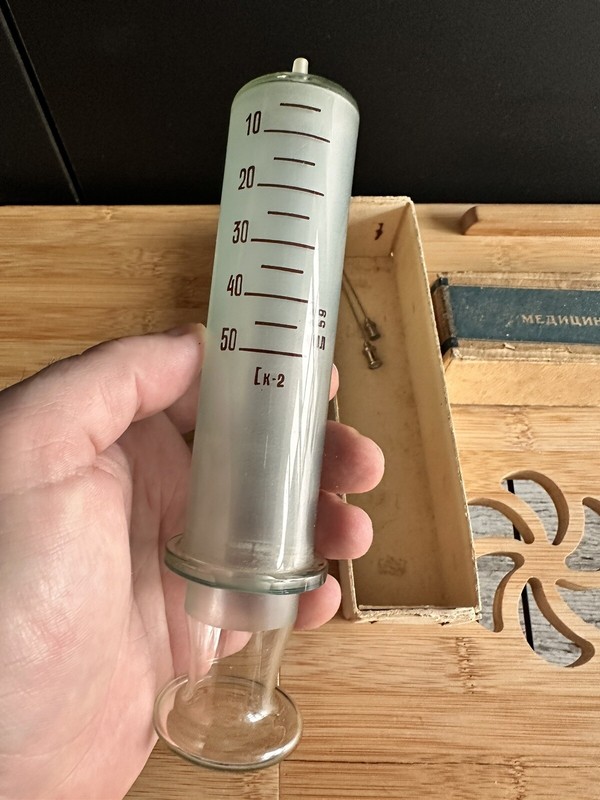 Syringe MEDICAL GLASS Klin glass factory 50 ml USSR gallery
