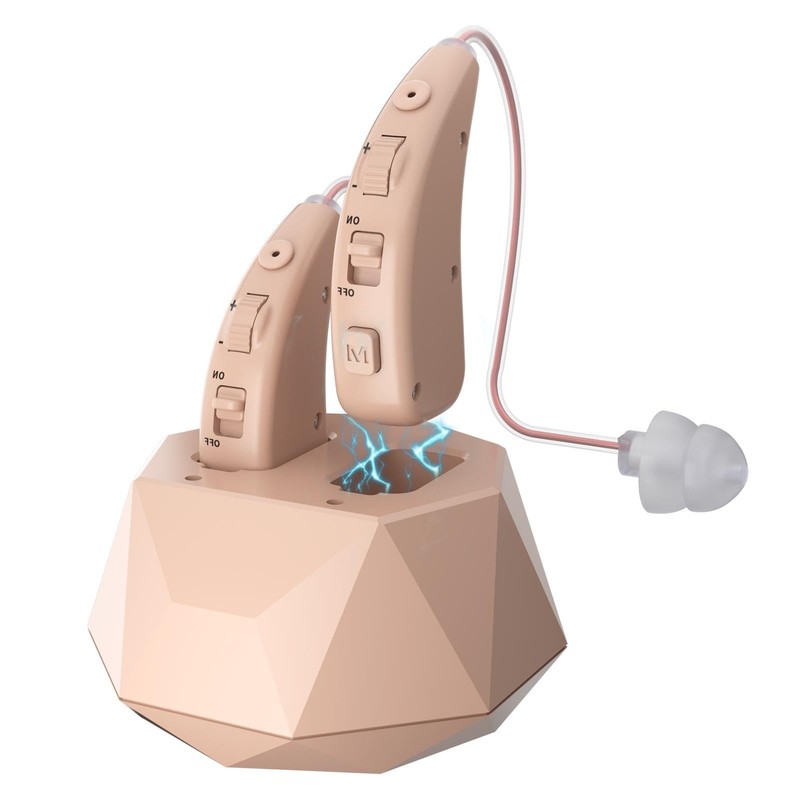 Hearing Aids for Seniors, Rechargeable For Seniors with 2 khaki