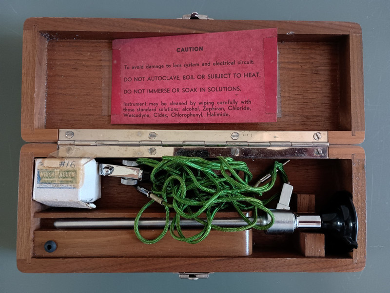 Vintage Welch Allyn Nasopharyngoscope Scope in Wood Case
