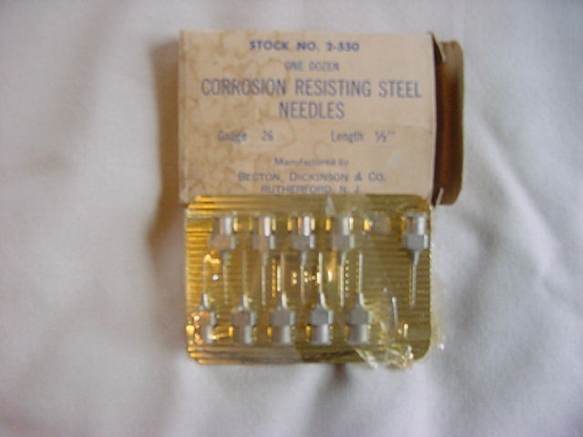 Vintage Becton Dickinson B-D, Stainless Hypodermic Needles In Box