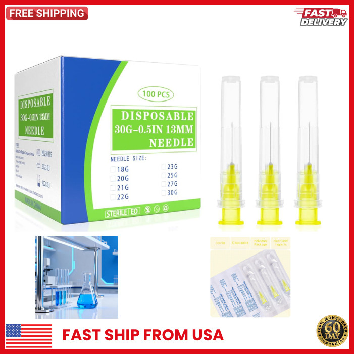 30 Gauge 1/2 Inch Needles with Caps, Individually Wrapped, 30 1/2″ FAST SHIPPING