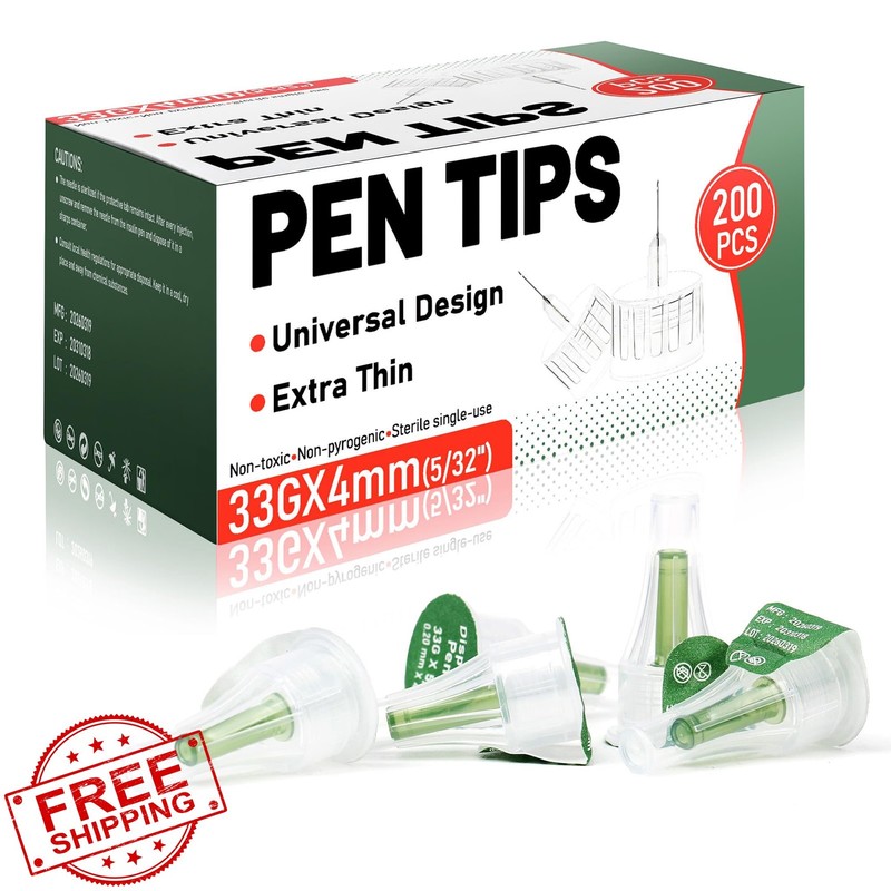 Pegmapri Pen Needles 33Ga 5/32Inch 4mm 200 Pack