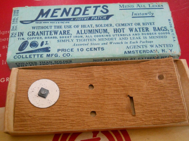 Vintage Walgreen Oval Ice Cap Bag / Mendets Rubber Mending Box gallery