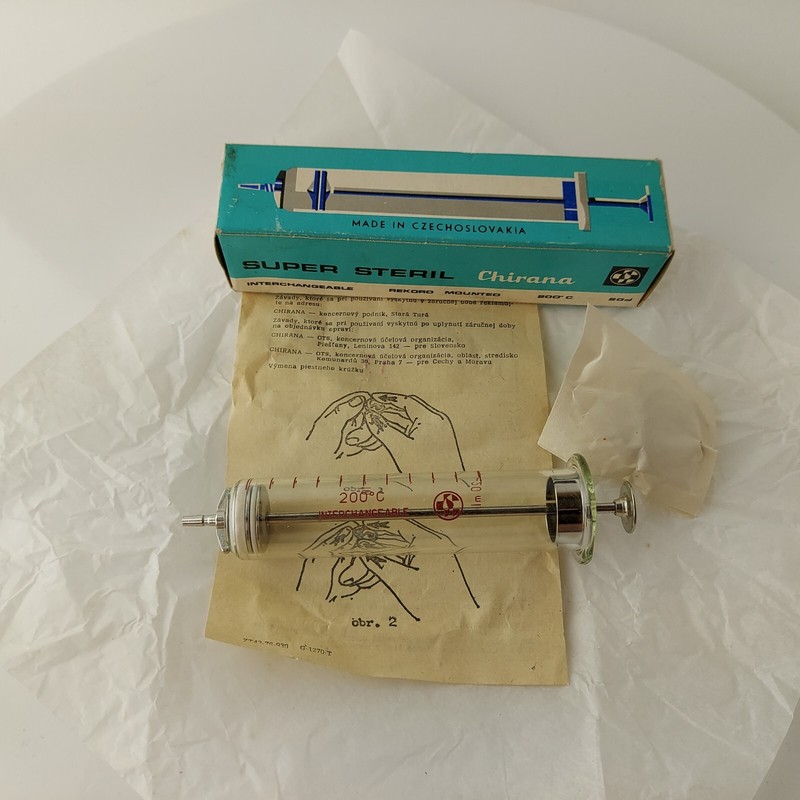 Vintage Glass Syringe 20 ml Chirana Super Steril Interchangeable Rekord #5685