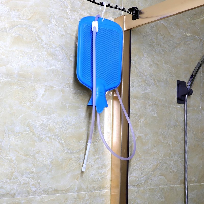 Enema Bag Kit with 5ft Hose Coffee Enemas at Home Water Shower 2 L, Blue gallery
