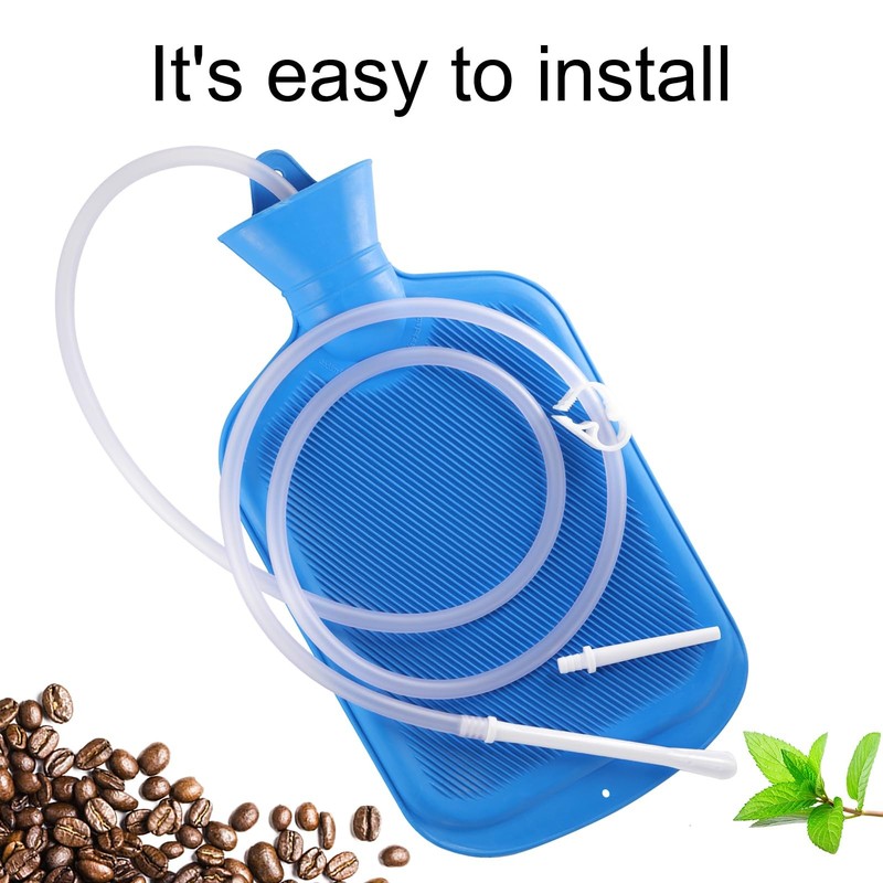 Enema Bag Kit with 5ft Hose Coffee Enemas at Home Water Shower 2 L, Blue gallery