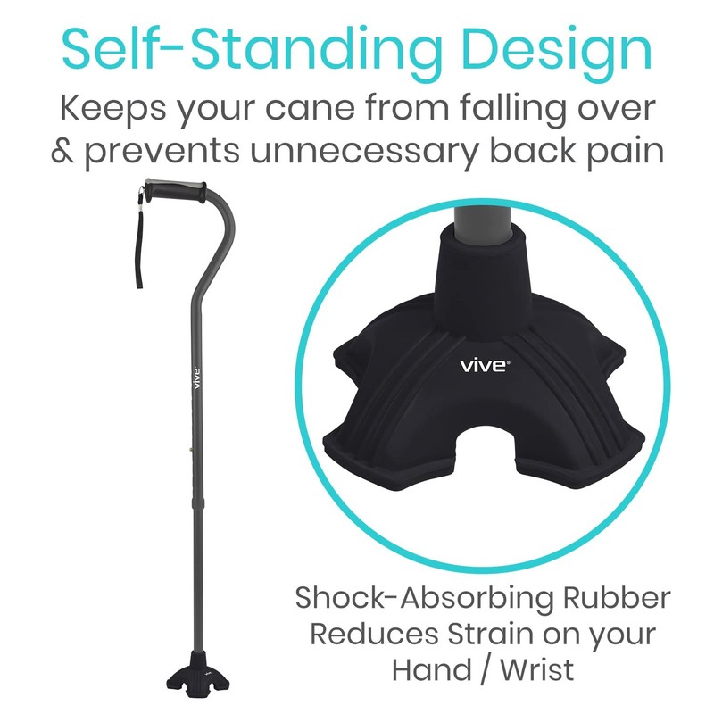 Vive Cane Tip - Self Standing Quad Base Replacement 3 Inch (Pack of 1), Black gallery