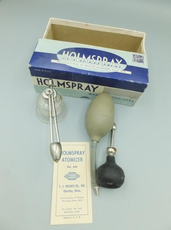 Holmspray Throat Nasal Atomizer 600 Vintage 2 Attachments Orig Box Booklet Vtg