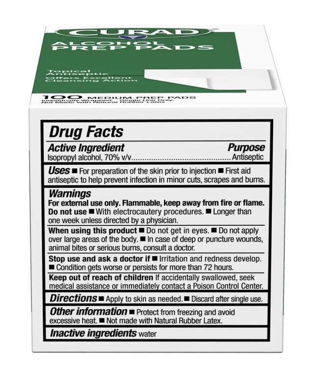 CURAD Medium Alcohol Prep Pads Sterile 2-Ply 100/Box Pack of 30 gallery
