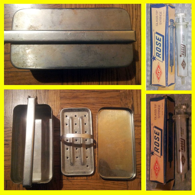 Vintage antique militay syringe box (camp field – contenitore militare da campo)
