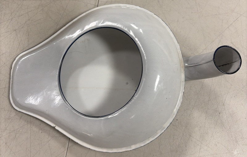 Hospital Bed Pan Vintage Chamber Pot Urinal Porcelain Enamel Enamelware W/Spout