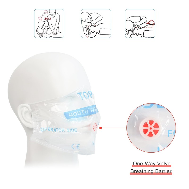 50 Packs CPR Pocket Mask, Face Shield for Keychain, One-Way CPR... gallery