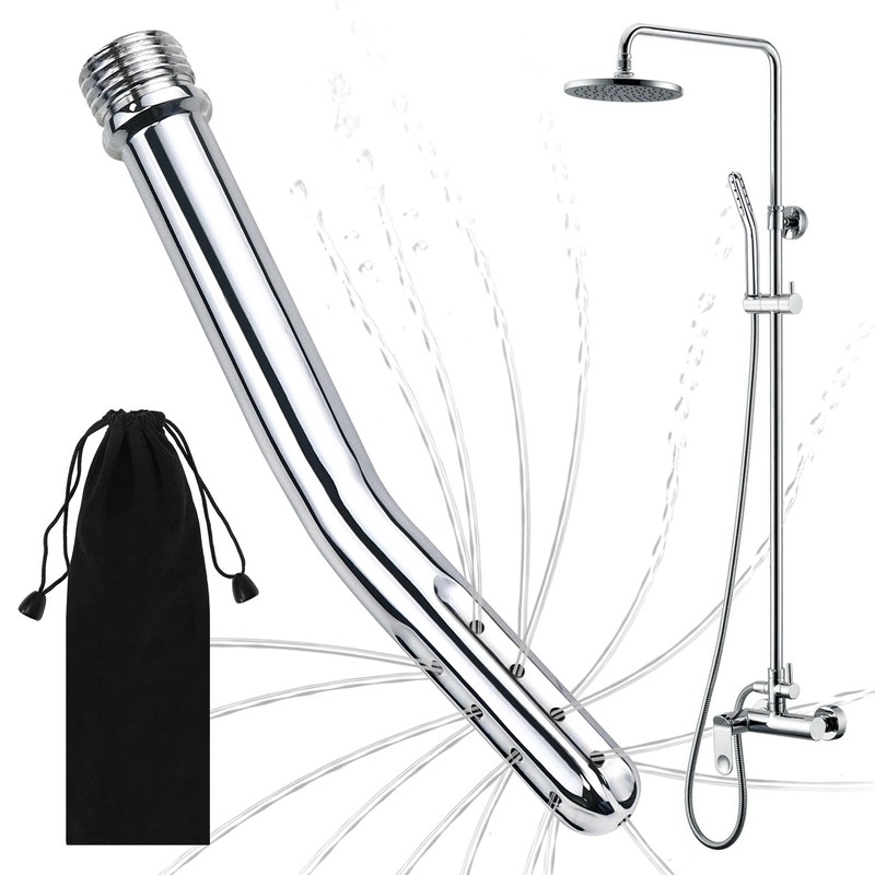 Metal Shower Cleaner Enema Douche System, Handheld Water Nozzle Silver