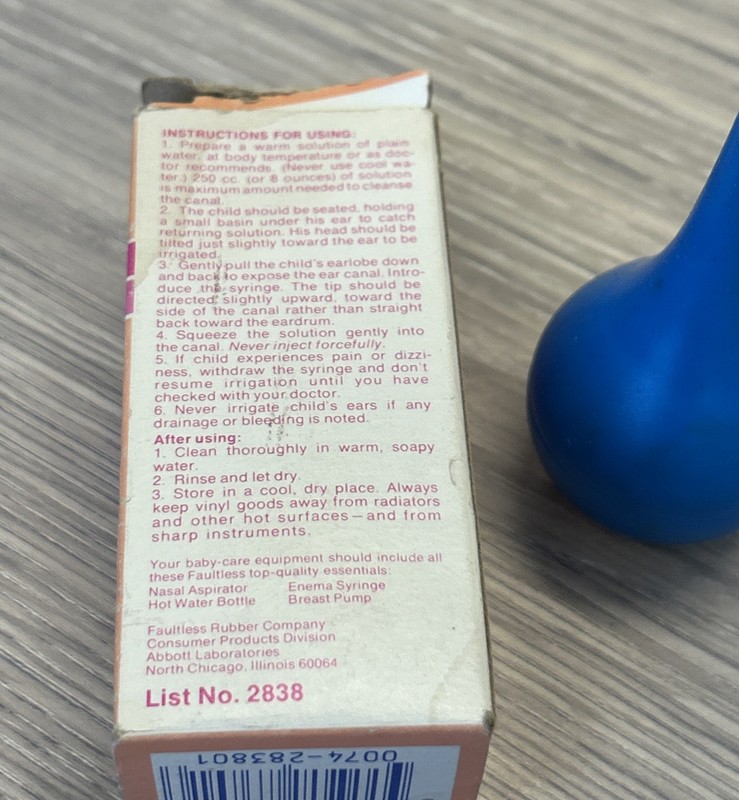 Vintage Faultless Baby Ear Syringe ~ Vintage Advertising A Product Of Abbott Lab gallery