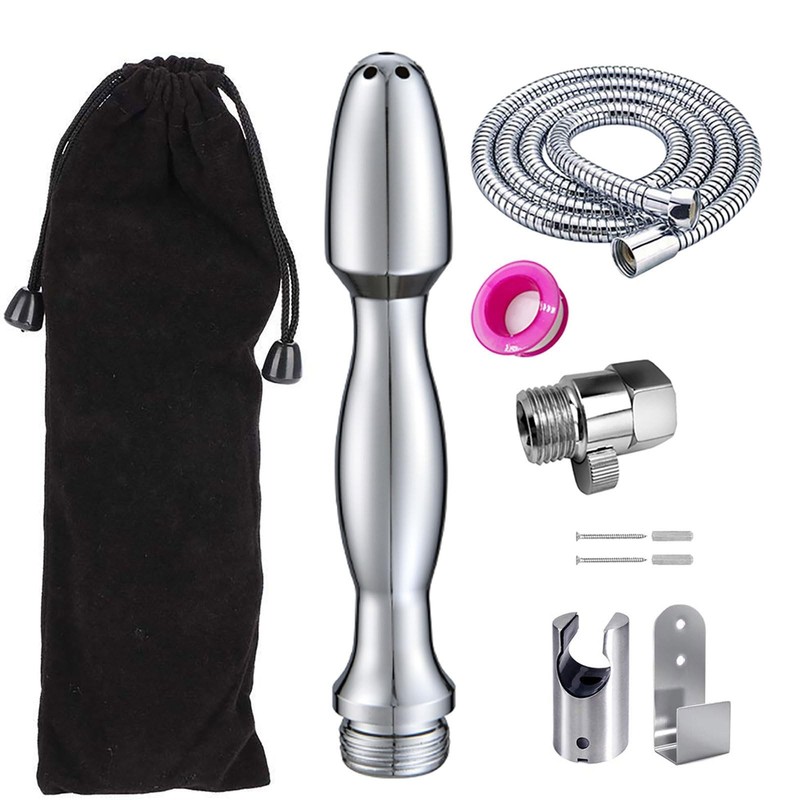 Shower Douche Enema Kit,7 Holes Deep Cleaning System Silver