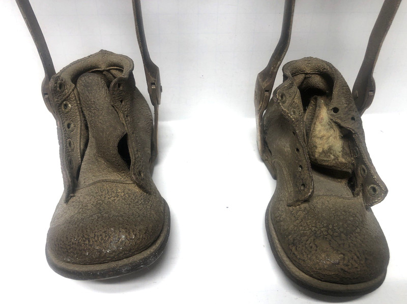 PAIR OF ANTIQUE TODDLER POLIO LEG BRACES - SUPER CREEPY FOR HALLOWEEN!!! gallery
