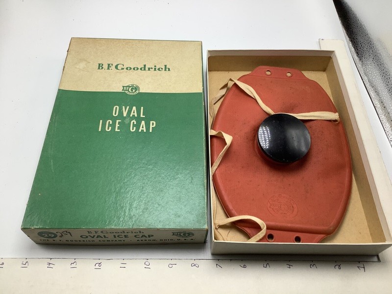 ORIGINAL — B F Goodrich — OVAL ICE CAP in box — RED