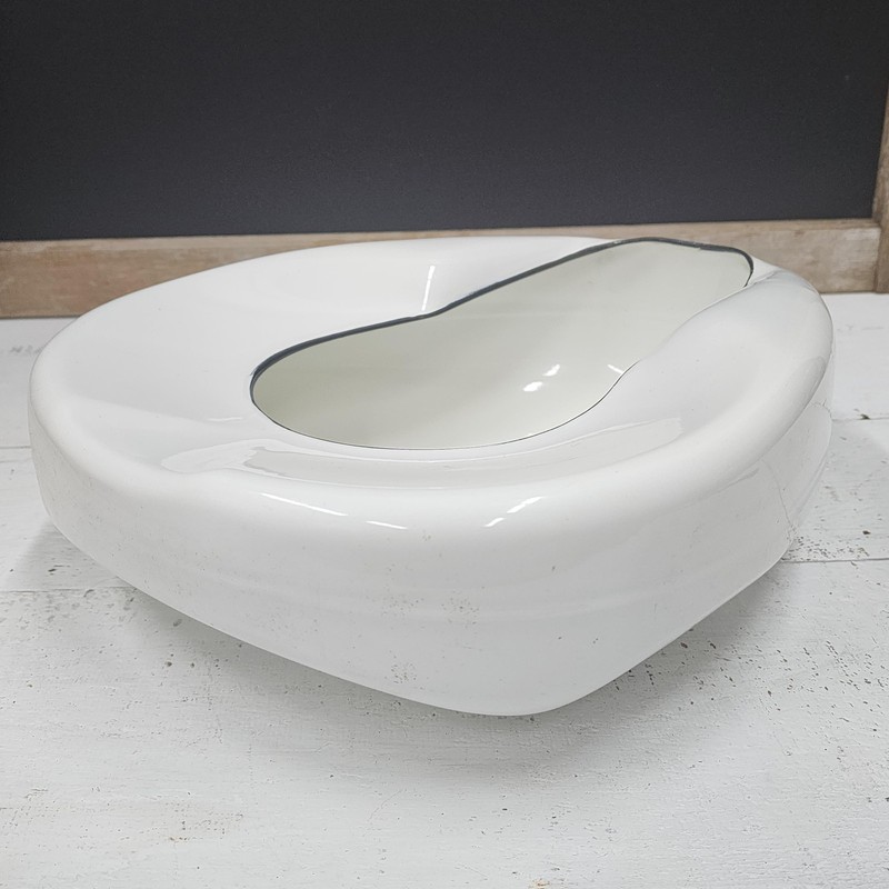 Vintage Enamel Bed Pan - Bedpan - White with Black Trim - item #6167 gallery