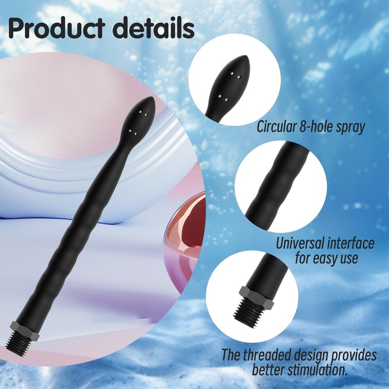 Premium Shower Enema Kit with 59-Inch Hose & 24cm Silicone Nozzle Black gallery