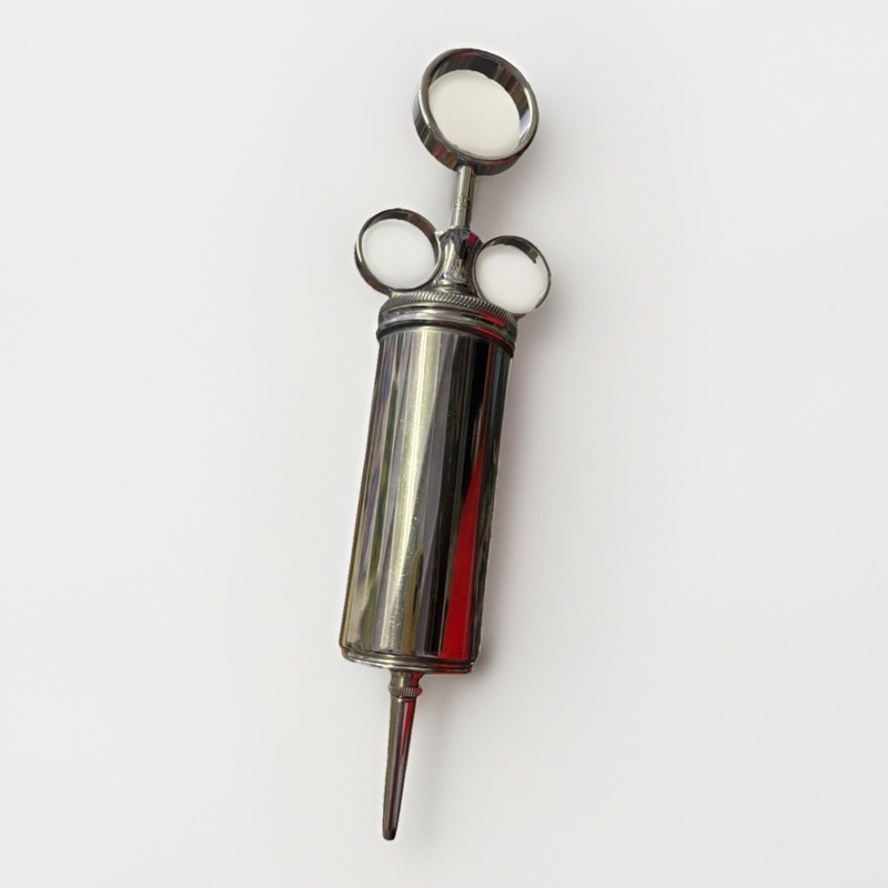 Vintage Stainless Steel 2oz Culinary or Medical Irrigation Syringe Veterinarian