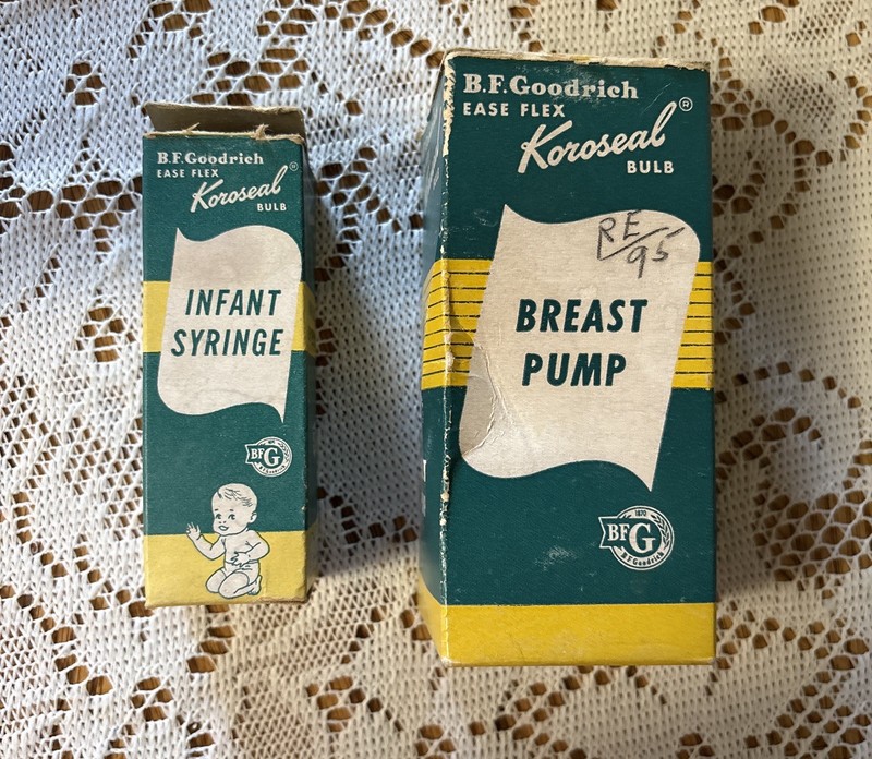 Vintage B.F. Goodrich Koroseal Breast Pump & Infant Syringe Set w/Original Boxes