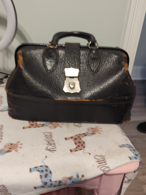 Vintage Schell Leather Doctors Bag Cowhide 14x9x7
