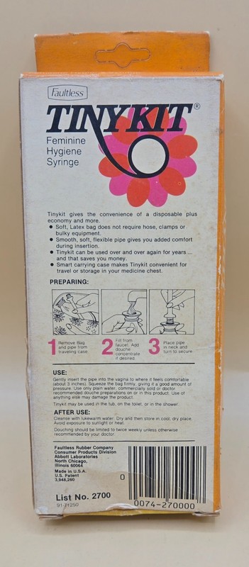 RARE VTG 70s Faultless Tiny Kit Douche 1 Syringe 16oz Original Box & Carry Bag gallery
