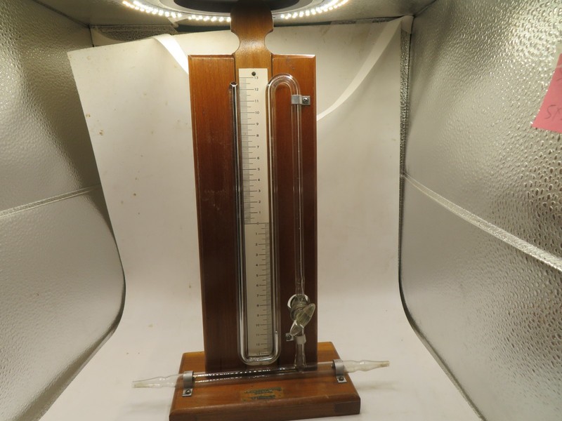 Early Standup desk model Baumanometer wood and fluted glass 15 x 7 inch