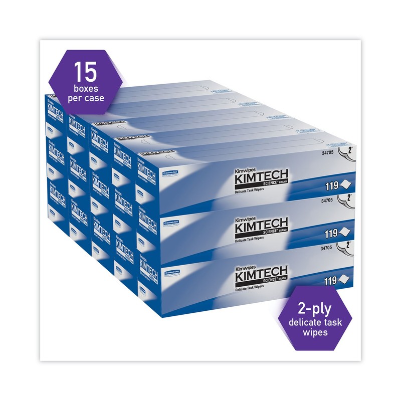KIMWIPES Delicate Task Wipers, 2-Ply, 11 4/5 x 11 4/5, 119/Box, 15 bx / ctn gallery