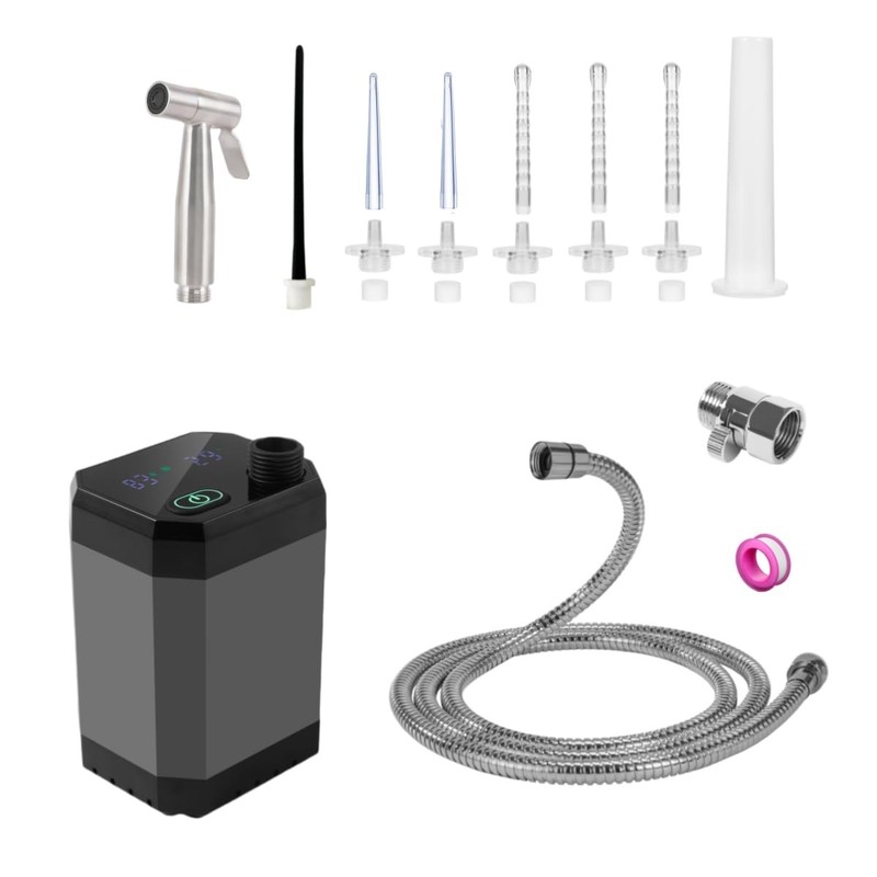 Portable Shower Enema System, Electric Handheld Toilet Bidet White