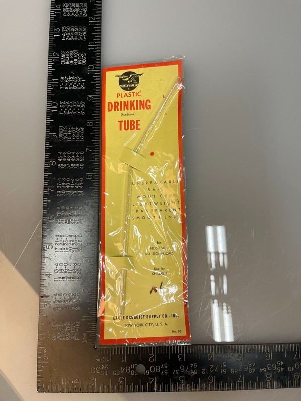 Vintage Hospital Plastic Drinking Tube NOS Eagle Pharmacy Medical RARE gallery