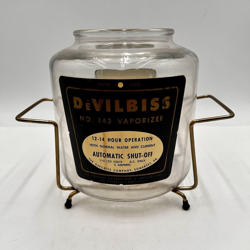 Vtg Devilbiss 143 Vaporizer Humidifier Replacement Glass Jar Stand ONLY MCM OEM gallery