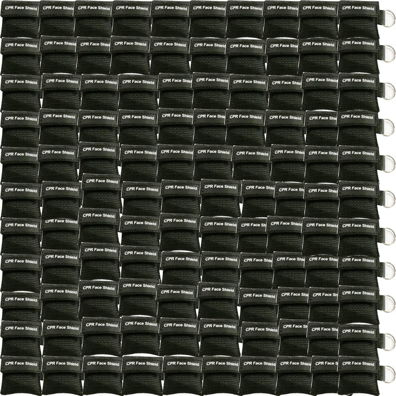 100pcs CPR Face Shield Mask Keyring Emergency 25 Count (Pack of 1), Black-100