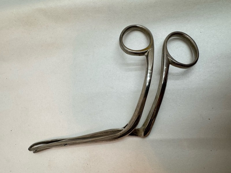 Vintage Down Bros London ENT Surgical Forceps 90° Angled Nasal Polyp Catheter In