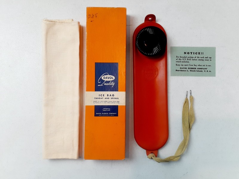 Vintage DAVOL Ice Bag #424 Throat and Spinal Ice Bag 3″x12″ Made in USA 324